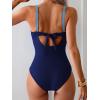 imageEomenie Womens One Piece Swimsuits Tummy Control Ruched Push Up Bathing Suit Tie Back Slimming SwimwearColor Blockdark Blue
