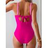 imageEomenie Womens One Piece Swimsuits Tummy Control Ruched Push Up Bathing Suit Tie Back Slimming SwimwearColor Blockpink