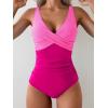 imageEomenie Womens One Piece Swimsuits Tummy Control Ruched Push Up Bathing Suit Tie Back Slimming SwimwearColor Blockpink