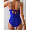 imageEomenie Womens One Piece Swimsuits Tummy Control Ruched Push Up Bathing Suit Tie Back Slimming SwimwearColor Blockroyal Blue