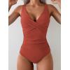 imageEomenie Womens One Piece Swimsuits Tummy Control Ruched Push Up Bathing Suit Tie Back Slimming SwimwearCoral Pink