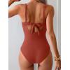 imageEomenie Womens One Piece Swimsuits Tummy Control Ruched Push Up Bathing Suit Tie Back Slimming SwimwearCoral Pink