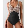 imageEomenie Womens One Piece Swimsuits Tummy Control Ruched Push Up Bathing Suit Tie Back Slimming SwimwearGp Print