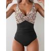 imageEomenie Womens One Piece Swimsuits Tummy Control Ruched Push Up Bathing Suit Tie Back Slimming SwimwearGp Print