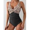 imageEomenie Womens One Piece Swimsuits Tummy Control Ruched Push Up Bathing Suit Tie Back Slimming SwimwearGp Print