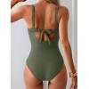 imageEomenie Womens One Piece Swimsuits Tummy Control Ruched Push Up Bathing Suit Tie Back Slimming SwimwearGreen Print