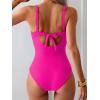 imageEomenie Womens One Piece Swimsuits Tummy Control Ruched Push Up Bathing Suit Tie Back Slimming SwimwearHot Pink