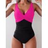 imageEomenie Womens One Piece Swimsuits Tummy Control Ruched Push Up Bathing Suit Tie Back Slimming SwimwearHot Pink and Black