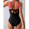 imageEomenie Womens One Piece Swimsuits Tummy Control Ruched Push Up Bathing Suit Tie Back Slimming SwimwearHot Pink and Black