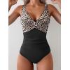 imageEomenie Womens One Piece Swimsuits Tummy Control Ruched Push Up Bathing Suit Tie Back Slimming SwimwearLeopard