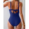 imageEomenie Womens One Piece Swimsuits Tummy Control Ruched Push Up Bathing Suit Tie Back Slimming SwimwearNavy Blue Floral