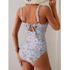 imageEomenie Womens One Piece Swimsuits Tummy Control Ruched Push Up Bathing Suit Tie Back Slimming SwimwearOrange Floral