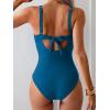 imageEomenie Womens One Piece Swimsuits Tummy Control Ruched Push Up Bathing Suit Tie Back Slimming SwimwearPeacock Blue
