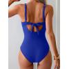 imageEomenie Womens One Piece Swimsuits Tummy Control Ruched Push Up Bathing Suit Tie Back Slimming SwimwearRoyal Blue