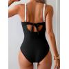 imageEomenie Womens One Piece Swimsuits Tummy Control Ruched Push Up Bathing Suit Tie Back Slimming SwimwearWhite and Black