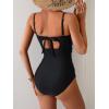 imageEomenie Womens Push Up Wrap Front Swimsuit One Piece Tummy Control Bathing Suits Bandeau Support Slimming SwimwearBlack and Blue Printed