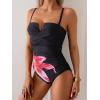 imageEomenie Womens Push Up Wrap Front Swimsuit One Piece Tummy Control Bathing Suits Bandeau Support Slimming SwimwearBlack and Red Printed