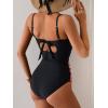 imageEomenie Womens Push Up Wrap Front Swimsuit One Piece Tummy Control Bathing Suits Bandeau Support Slimming SwimwearBlack and Red Printed