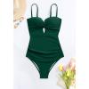 imageEomenie Womens Push Up Wrap Front Swimsuit One Piece Tummy Control Bathing Suits Bandeau Support Slimming SwimwearDark Green