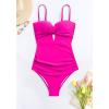 imageEomenie Womens Push Up Wrap Front Swimsuit One Piece Tummy Control Bathing Suits Bandeau Support Slimming SwimwearHot Pink