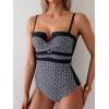 imageEomenie Womens Push Up Wrap Front Swimsuit One Piece Tummy Control Bathing Suits Bandeau Support Slimming SwimwearPrinted B