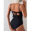 imageEomenie Womens Push Up Wrap Front Swimsuit One Piece Tummy Control Bathing Suits Bandeau Support Slimming SwimwearPrinted B