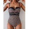 imageEomenie Womens Push Up Wrap Front Swimsuit One Piece Tummy Control Bathing Suits Bandeau Support Slimming SwimwearPrinted C
