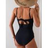 imageEomenie Womens Push Up Wrap Front Swimsuit One Piece Tummy Control Bathing Suits Bandeau Support Slimming SwimwearPrinted C