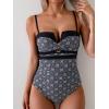 imageEomenie Womens Push Up Wrap Front Swimsuit One Piece Tummy Control Bathing Suits Bandeau Support Slimming SwimwearPrinted a