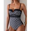 imageEomenie Womens Push Up Wrap Front Swimsuit One Piece Tummy Control Bathing Suits Bandeau Support Slimming SwimwearPrinted a
