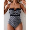 imageEomenie Womens Push Up Wrap Front Swimsuit One Piece Tummy Control Bathing Suits Bandeau Support Slimming SwimwearPrinted a