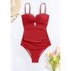 imageEomenie Womens Push Up Wrap Front Swimsuit One Piece Tummy Control Bathing Suits Bandeau Support Slimming SwimwearRed