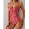 imageEomenie Womens Push Up Wrap Front Swimsuit One Piece Tummy Control Bathing Suits Bandeau Support Slimming SwimwearRed and Pink Printed