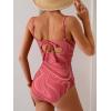 imageEomenie Womens Push Up Wrap Front Swimsuit One Piece Tummy Control Bathing Suits Bandeau Support Slimming SwimwearRed and Pink Printed