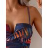 imageEomenie Womens Push Up Wrap Front Swimsuit One Piece Tummy Control Bathing Suits Bandeau Support Slimming SwimwearRed and Yellow Printed