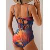 imageEomenie Womens Push Up Wrap Front Swimsuit One Piece Tummy Control Bathing Suits Bandeau Support Slimming SwimwearRed and Yellow Printed