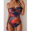 imageEomenie Womens Push Up Wrap Front Swimsuit One Piece Tummy Control Bathing Suits Bandeau Support Slimming SwimwearRed and Yellow Printed