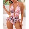 imageEomenie One Piece Swimsuits for Women Cutout Tie Back and Side Monokini Halter Bathing Suits Plunge Slimming SwimwearOrange