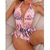 imageEomenie One Piece Swimsuits for Women Cutout Tie Back and Side Monokini Halter Bathing Suits Plunge Slimming SwimwearOrange