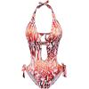 imageEomenie One Piece Swimsuits for Women Cutout Tie Back and Side Monokini Halter Bathing Suits Plunge Slimming SwimwearOrange