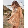 imageEomenie Womens Contrast Lace Bathing Suit Cover Up VNeck Swimsuit Coverups Loose Swimwear Beach Dress BeachwearApricot