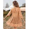 imageEomenie Womens Contrast Lace Bathing Suit Cover Up VNeck Swimsuit Coverups Loose Swimwear Beach Dress BeachwearApricot