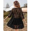 imageEomenie Womens Contrast Lace Bathing Suit Cover Up VNeck Swimsuit Coverups Loose Swimwear Beach Dress BeachwearBlack