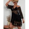imageEomenie Womens Contrast Lace Bathing Suit Cover Up VNeck Swimsuit Coverups Loose Swimwear Beach Dress BeachwearBlack
