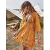 imageEomenie Womens Contrast Lace Bathing Suit Cover Up VNeck Swimsuit Coverups Loose Swimwear Beach Dress BeachwearBrown
