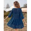 imageEomenie Womens Contrast Lace Bathing Suit Cover Up VNeck Swimsuit Coverups Loose Swimwear Beach Dress BeachwearDark Blue