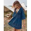 imageEomenie Womens Contrast Lace Bathing Suit Cover Up VNeck Swimsuit Coverups Loose Swimwear Beach Dress BeachwearDark Blue