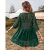 imageEomenie Womens Contrast Lace Bathing Suit Cover Up VNeck Swimsuit Coverups Loose Swimwear Beach Dress BeachwearDark Green