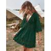 imageEomenie Womens Contrast Lace Bathing Suit Cover Up VNeck Swimsuit Coverups Loose Swimwear Beach Dress BeachwearDark Green