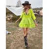 imageEomenie Womens Contrast Lace Bathing Suit Cover Up VNeck Swimsuit Coverups Loose Swimwear Beach Dress BeachwearFluorescent Green